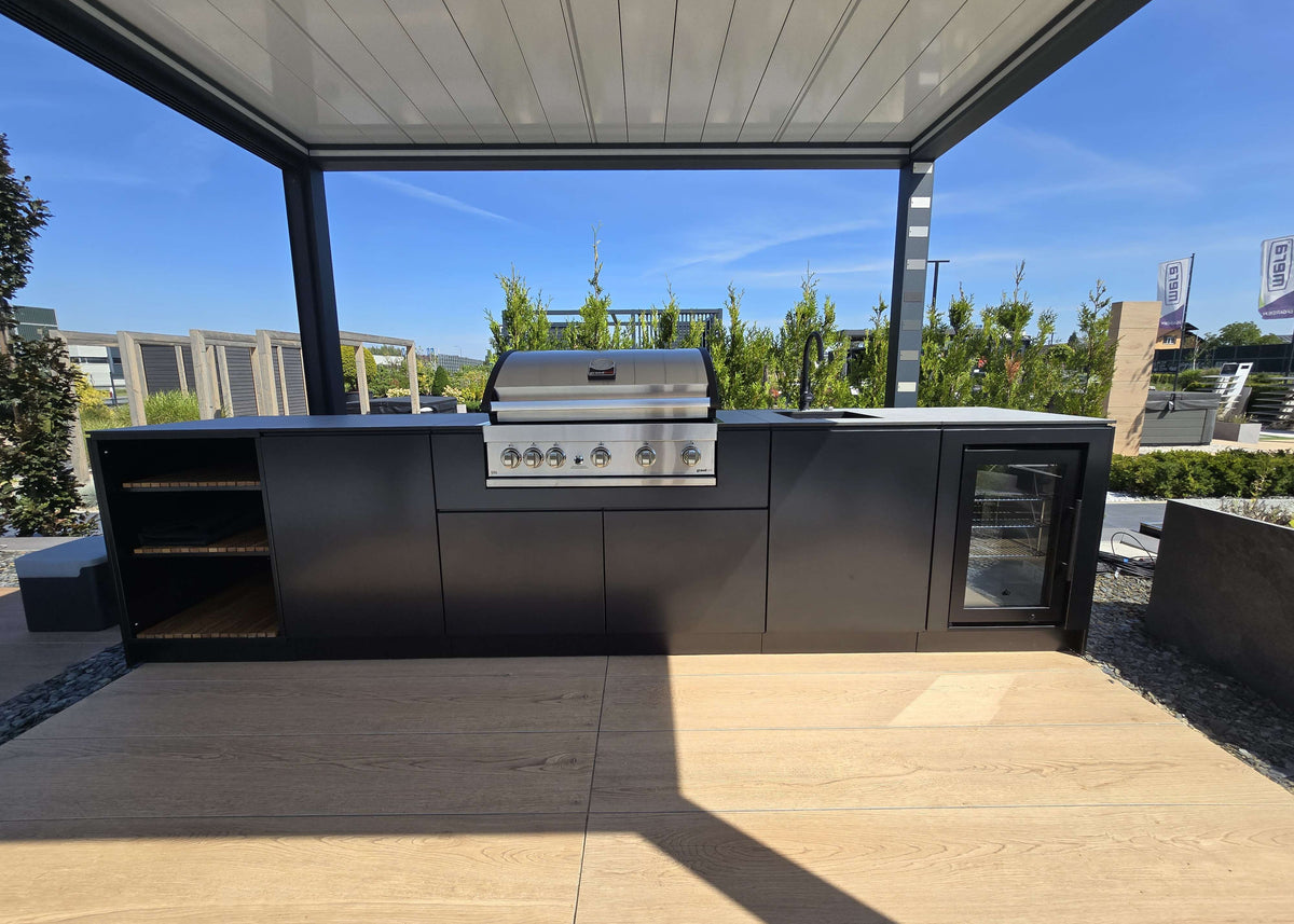 black outdoor kitchen