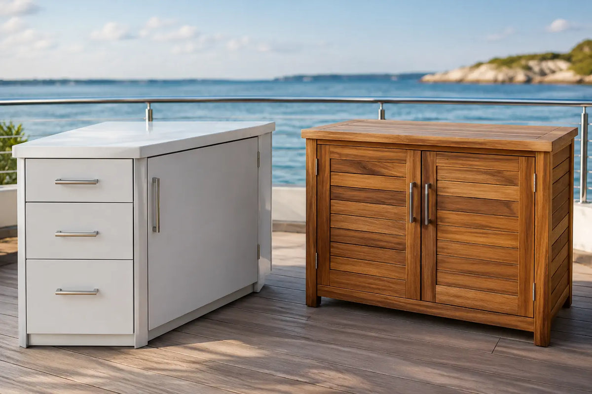 Marine Grade Cabinets Versus Teak for Outdoors